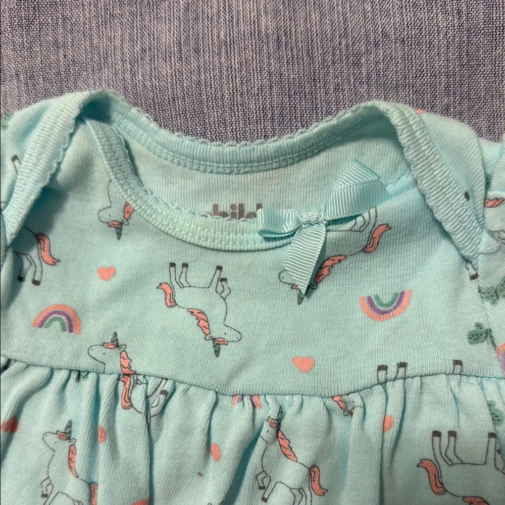 Carter's Aqua Unicorn Baby Romper